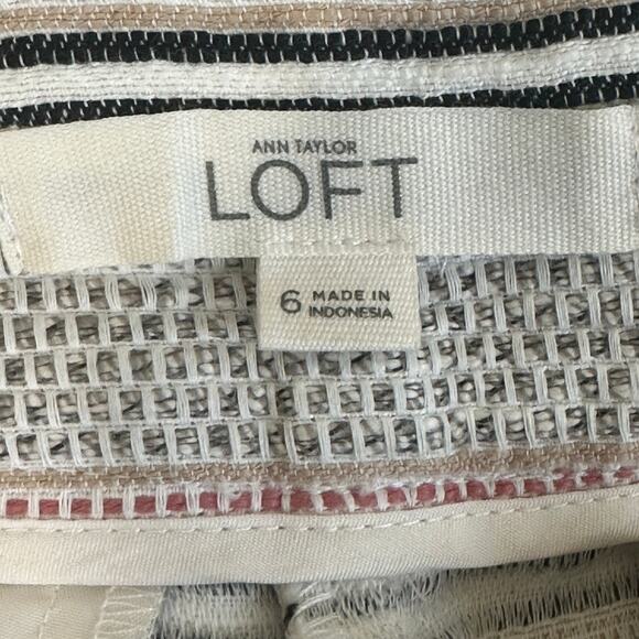 Ann Taylor LOFT Riviera Shorts Womens 6 Gray Cotton Linen Striped Preppy Coastal - Picture 5 of 8